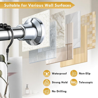 Extendable Shower Curtain Rod White Adjustable Tension Pole No Drill Bathroom