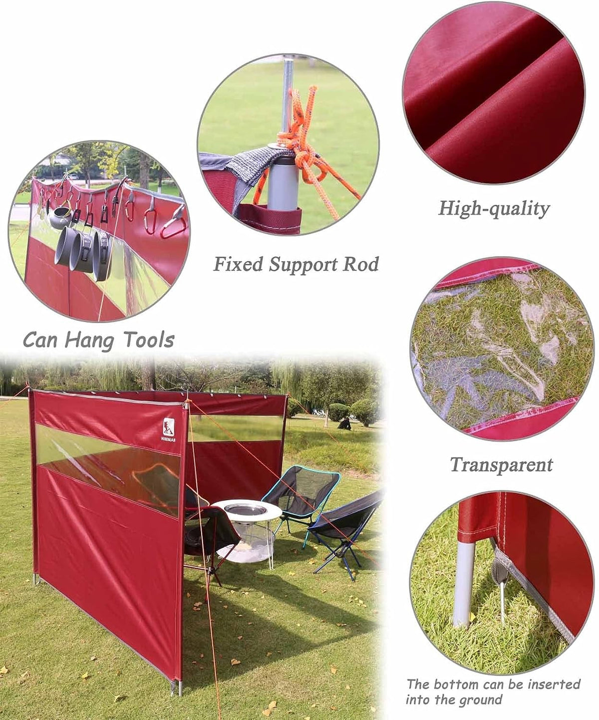 Camping Windbreak 4.4m Outdoor Privacy Shelter Oxford Iron Black HIKEMAN Tarp