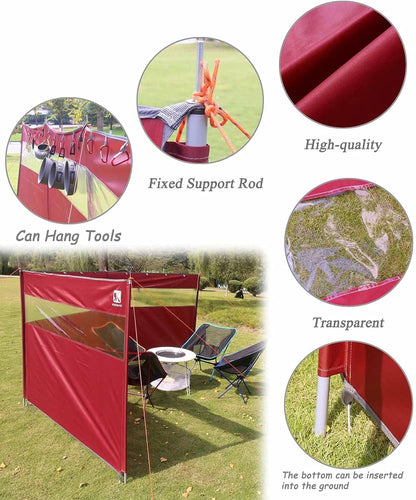 Camping Windbreak 4.4m Outdoor Privacy Shelter Oxford Iron Black HIKEMAN Tarp