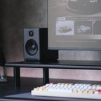 Bamboo Dual Monitor Stand Riser Adjustable Height Desk Shelf PC TV