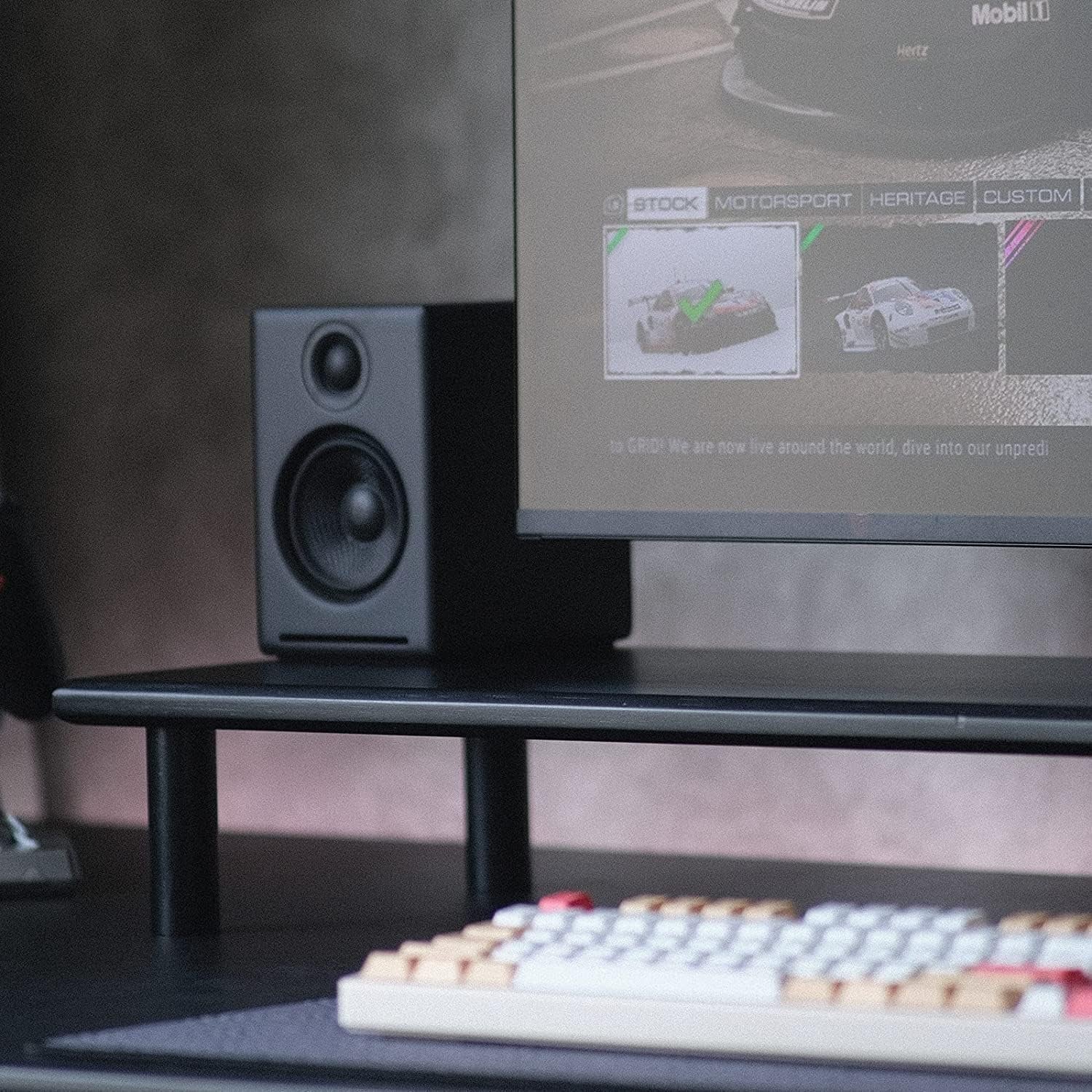 Bamboo Dual Monitor Stand Riser Adjustable Height Desk Shelf PC TV