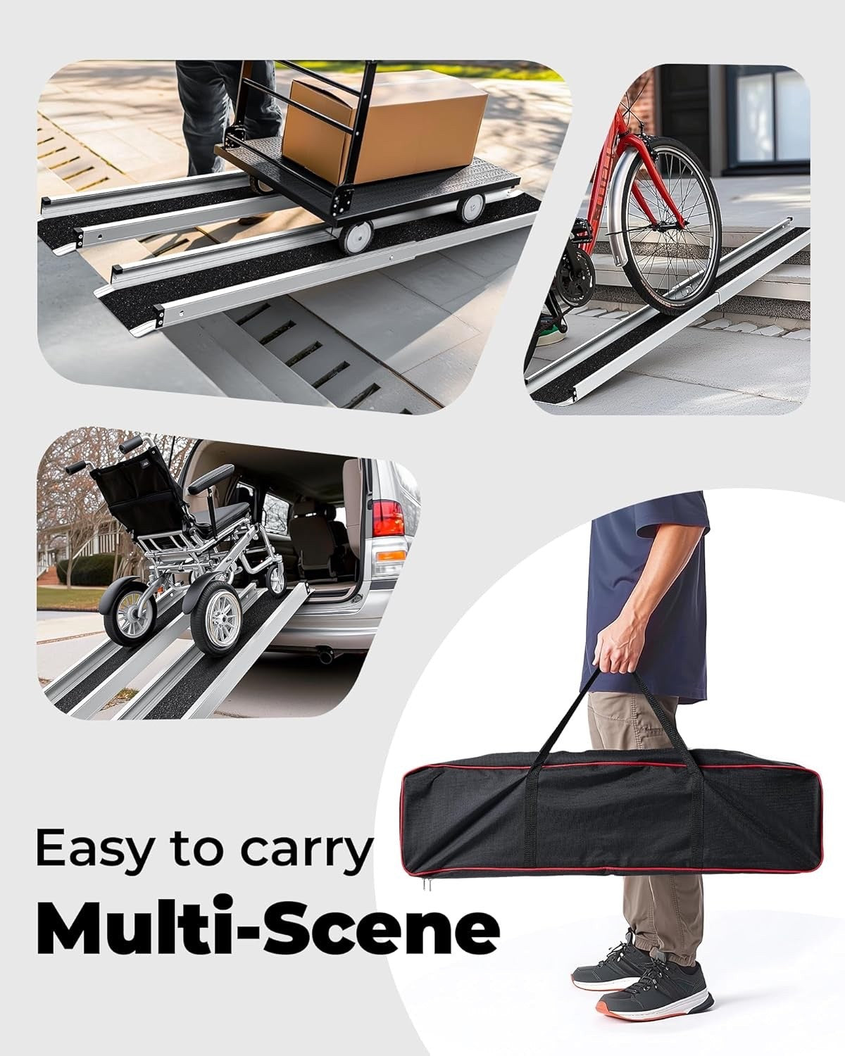 6FT Telescopic Wheelchair Ramp 600LB Aluminum Portable Mobility 2 Pack