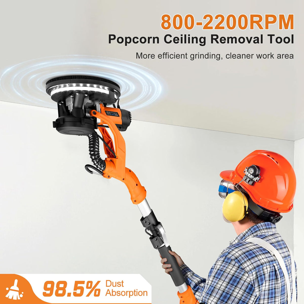 Drywall Sander 1000W 6-Speed LED Vacuum Wall Ceiling Electric Protmex
