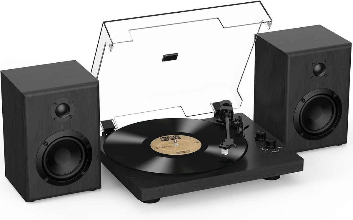 Turntable Record Player with Bluetooth, Adjustable Counterweight, 33/45 RPM – Bl