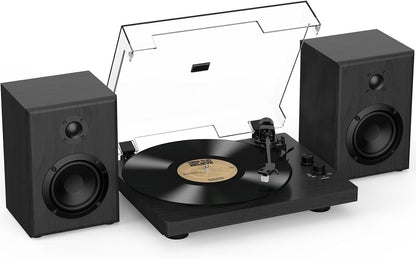 Turntable Record Player with Bluetooth, Adjustable Counterweight, 33/45 RPM – Bl