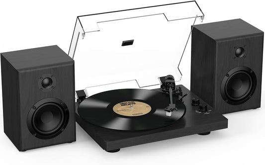 Turntable Record Player with Bluetooth, Adjustable Counterweight, 33/45 RPM – Bl