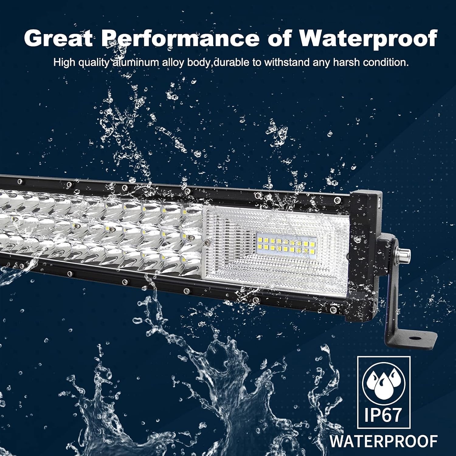 AUXTINGS 52" 675W LED Light Bar Triple Row 6000K + Remote Strobe Harness Kit