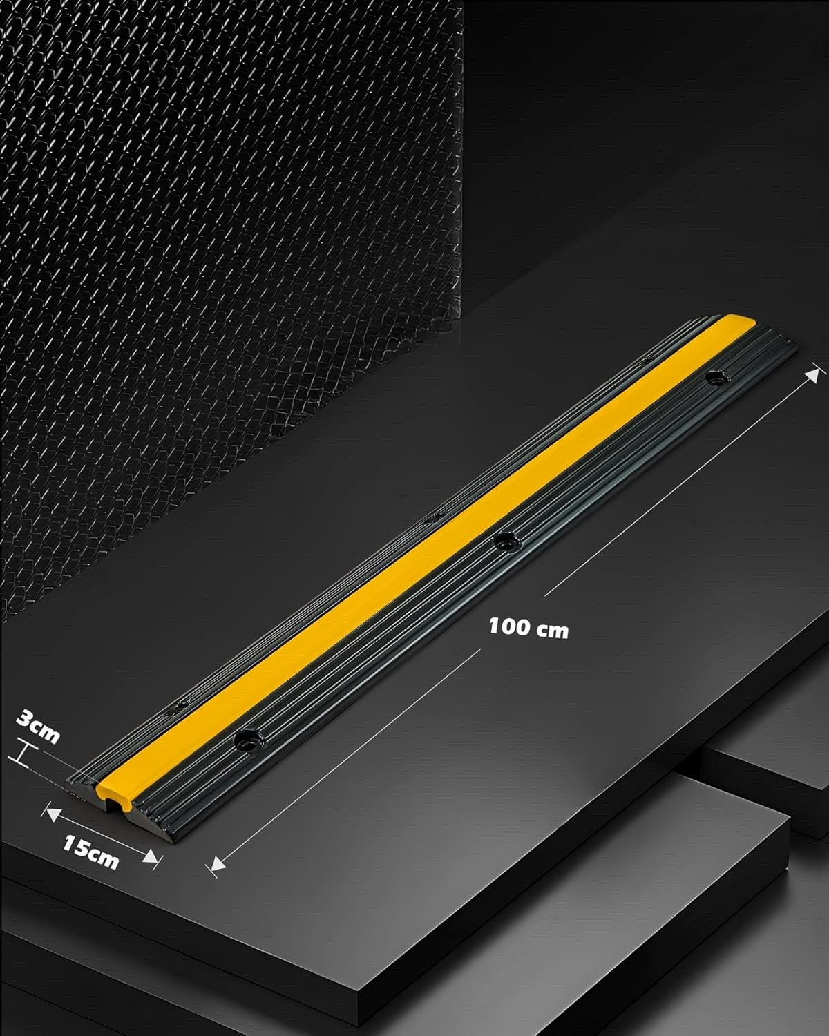 CREWORKS Floor Cable Protector 4-Pack Rubber 1-Channel Ramp 6600lbs 99×15×3cm