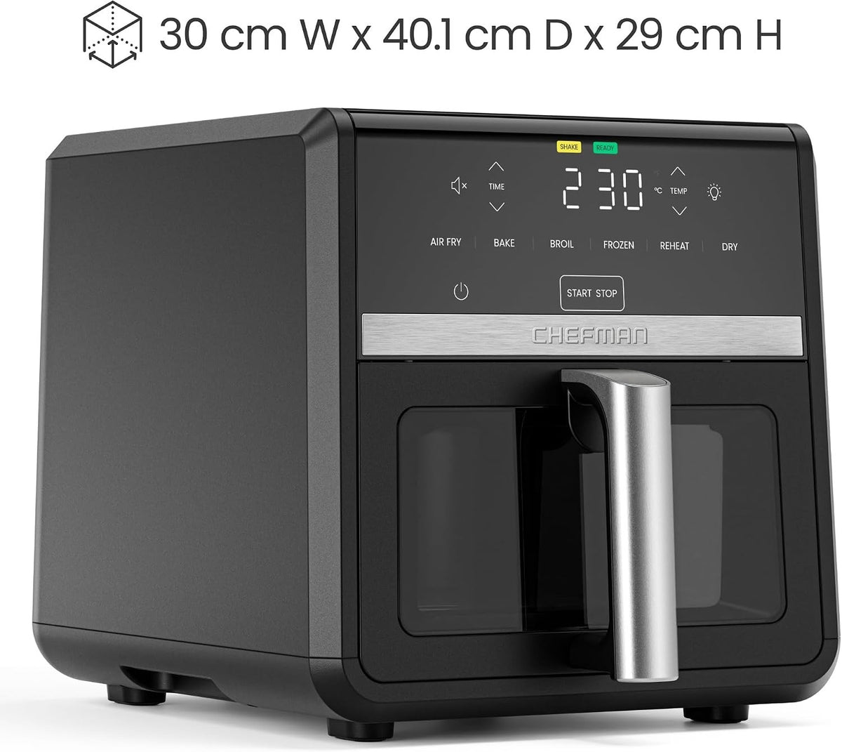 Digital Air Fryer Oven 8.5L XL 1750W 6 in 1 Touchscreen 230C Window Black