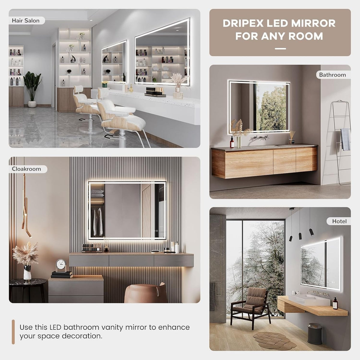 LED Bathroom Mirror Bluetooth 50x70 Speaker Anti Fog Dimmable Shaver Socket Wall