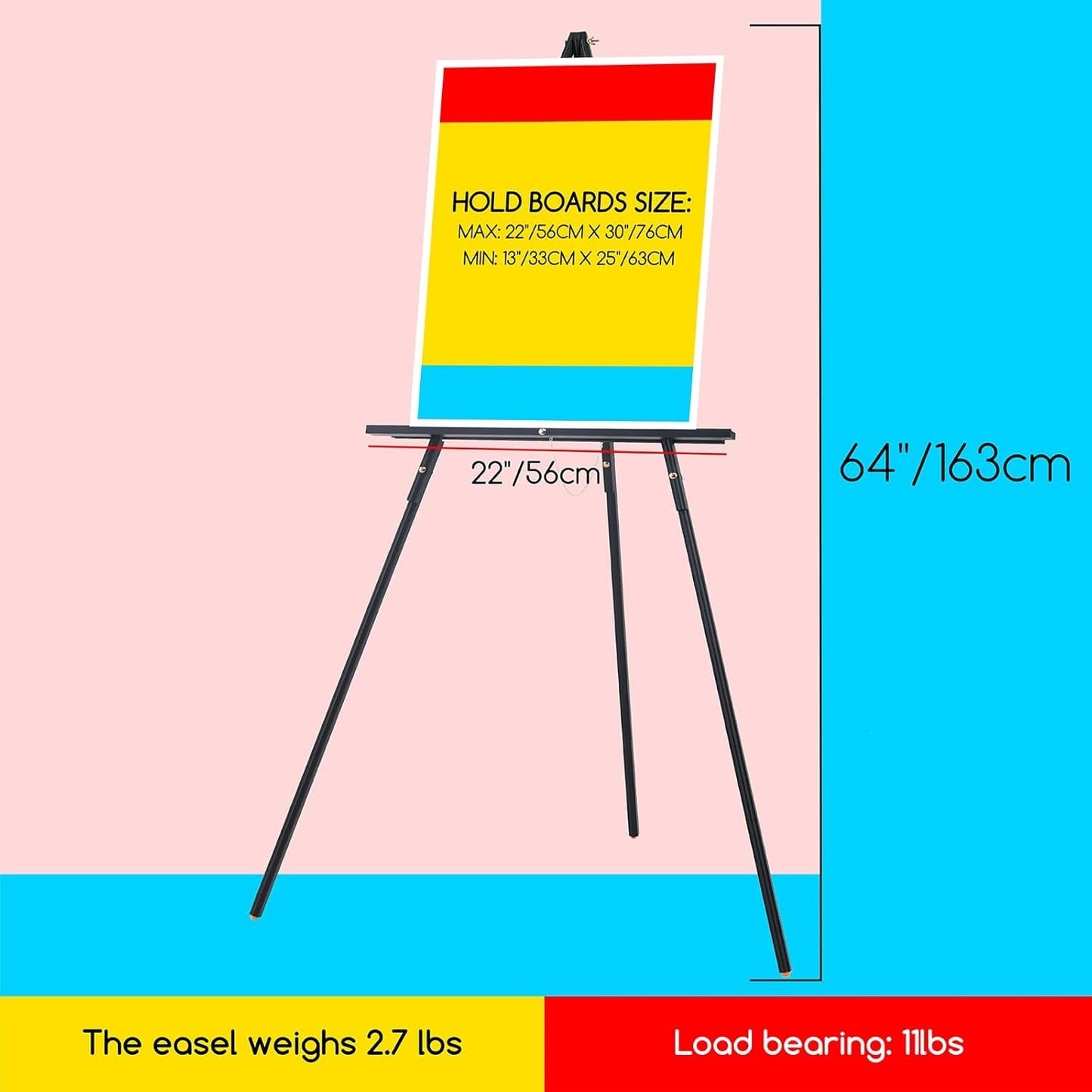 Wooden Easel Stand Tripod Display Sign Holder Wedding Poster Board Black