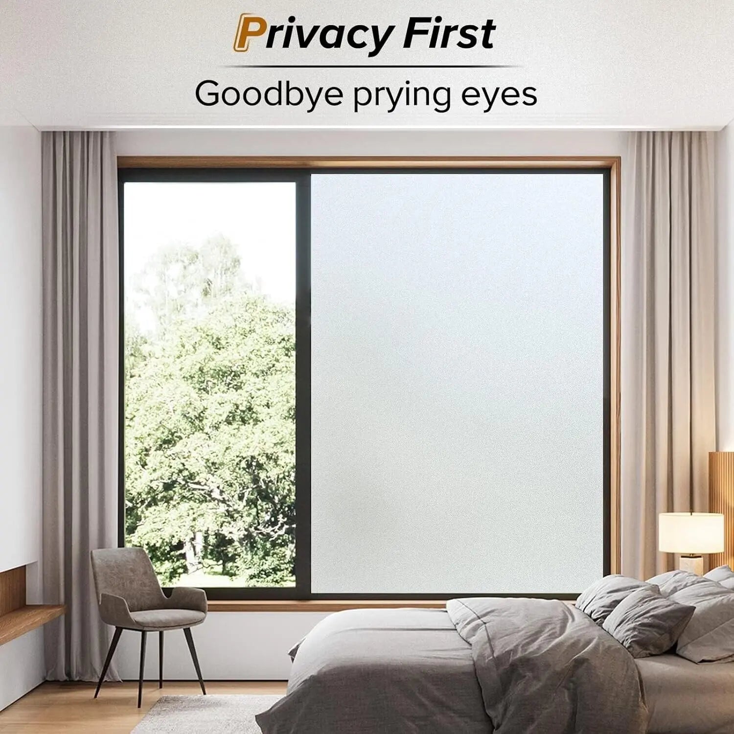 Rabbitgoo Non Adhesive Frosted Glass Film Anti UV Privacy Window Film RABBITGOO