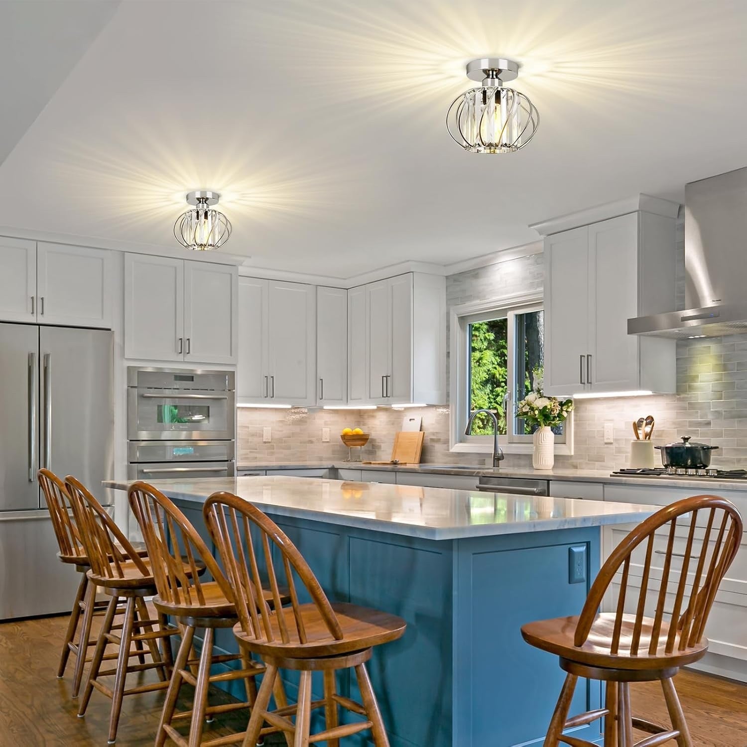 Modern LED Crystal Ceiling Light Chandelier Chrome Living Room Bedroom