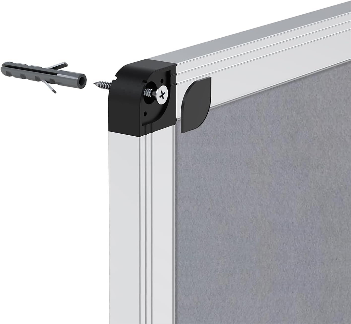 Viz-Pro Notice Board Grey 120x90cm Aluminium Frame Wall Mounted Bulletin Board