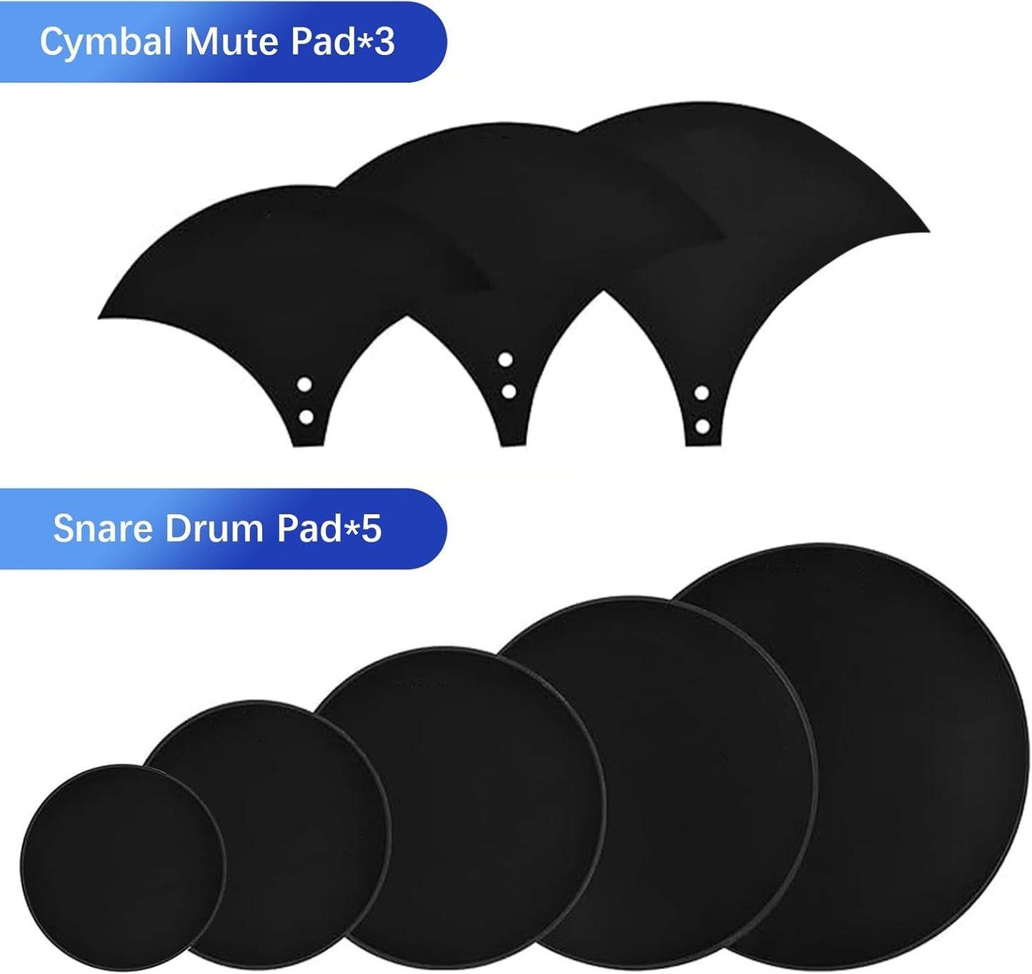 10Pc Drum Silencer Pads Foam Dampeners Set Cymbal Clips Noise Reduction