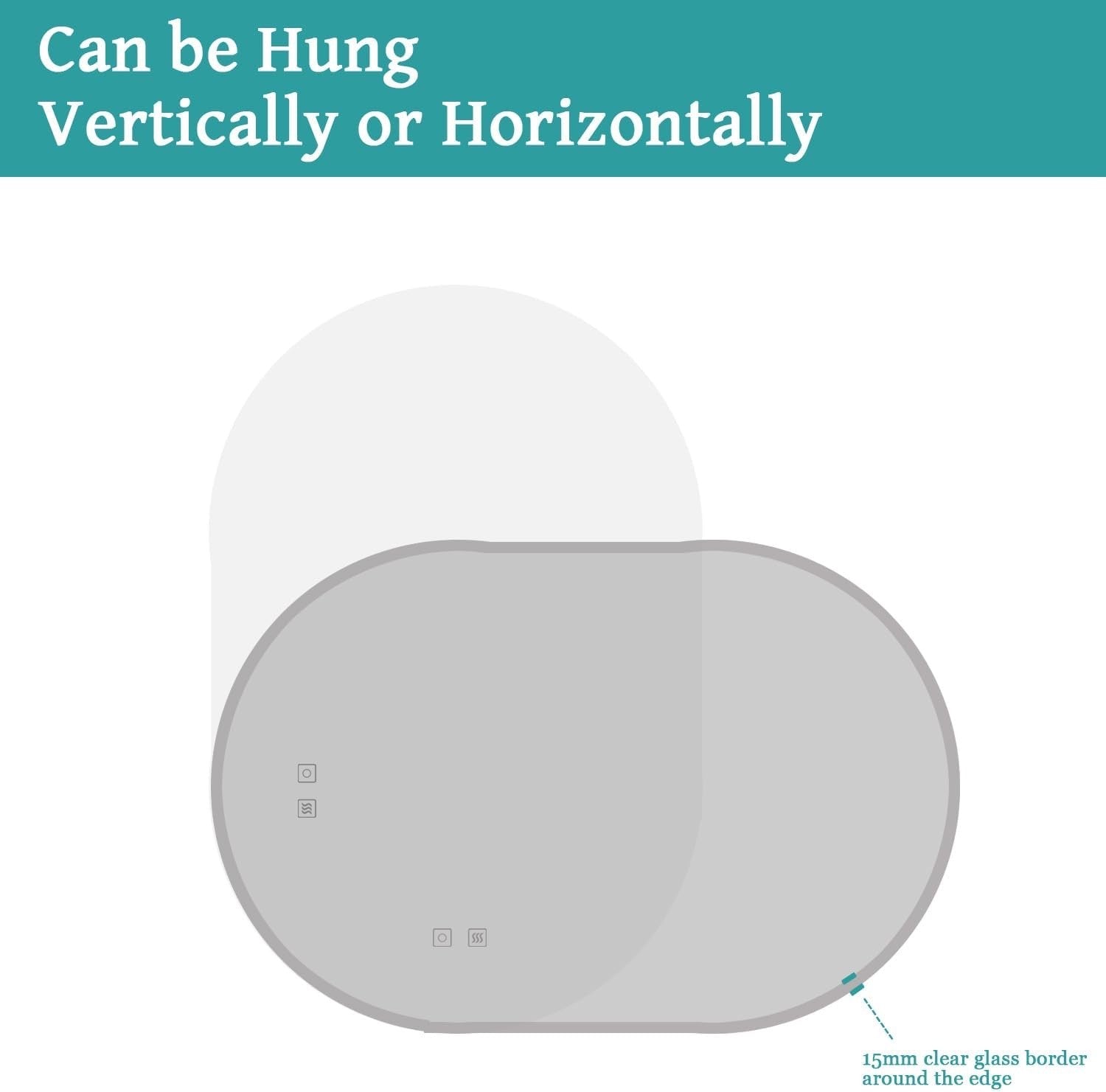 Oval LED Bathroom Mirror 500x700mm 3 Color Dimmable Anti Fog Touch Wall