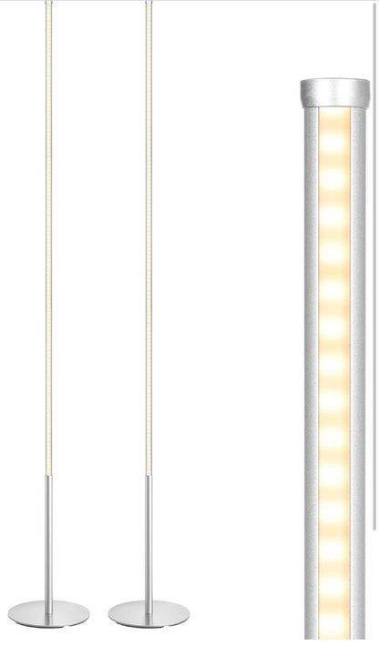 2 Pack LED Floor Lamp Dimmable 3000K Warm White 57.5in Modern Standing Silver