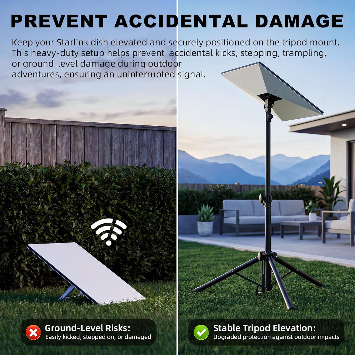 Starlink Gen 3 Tripod Mount Portable Wide Base Floor Spike Camping Motorhome