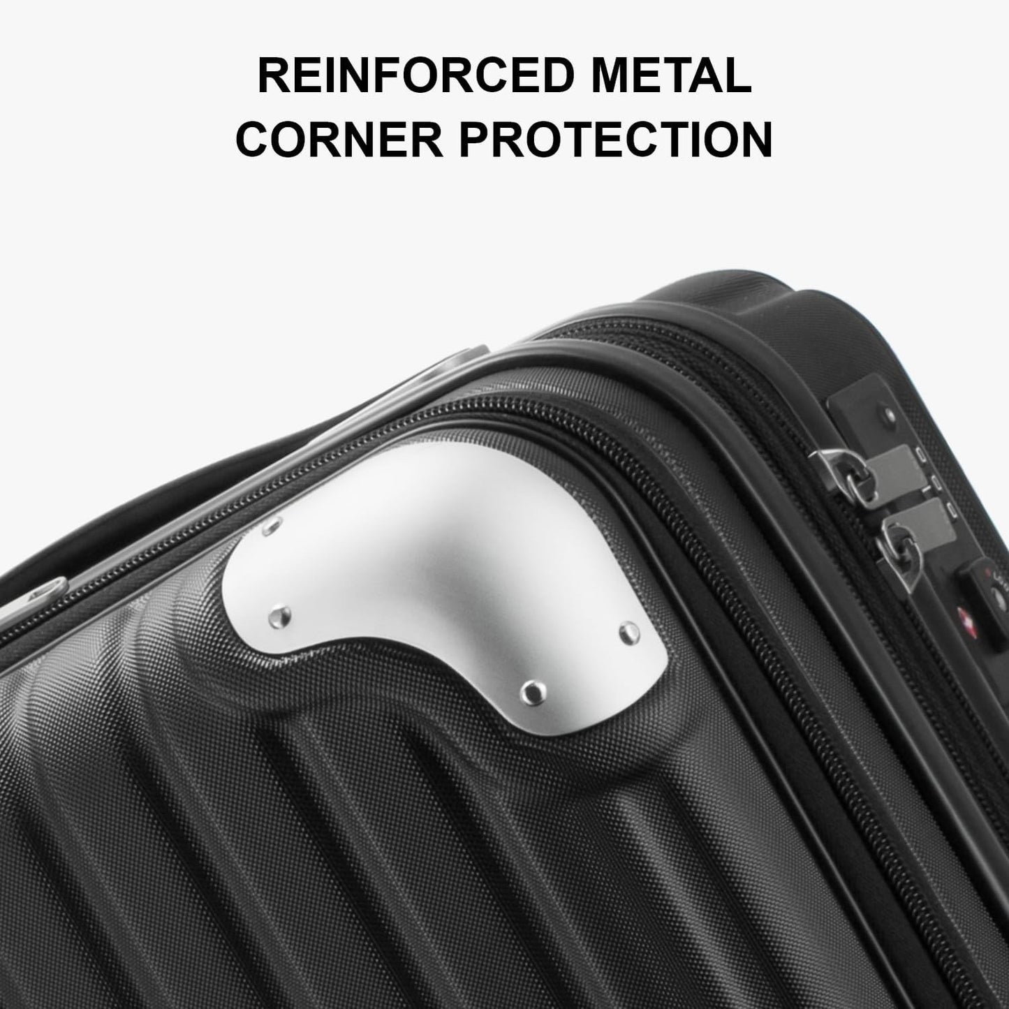 Carry On Suitcase Luggage 20 Inch Expandable Hardside TSA Lock Wheels Black