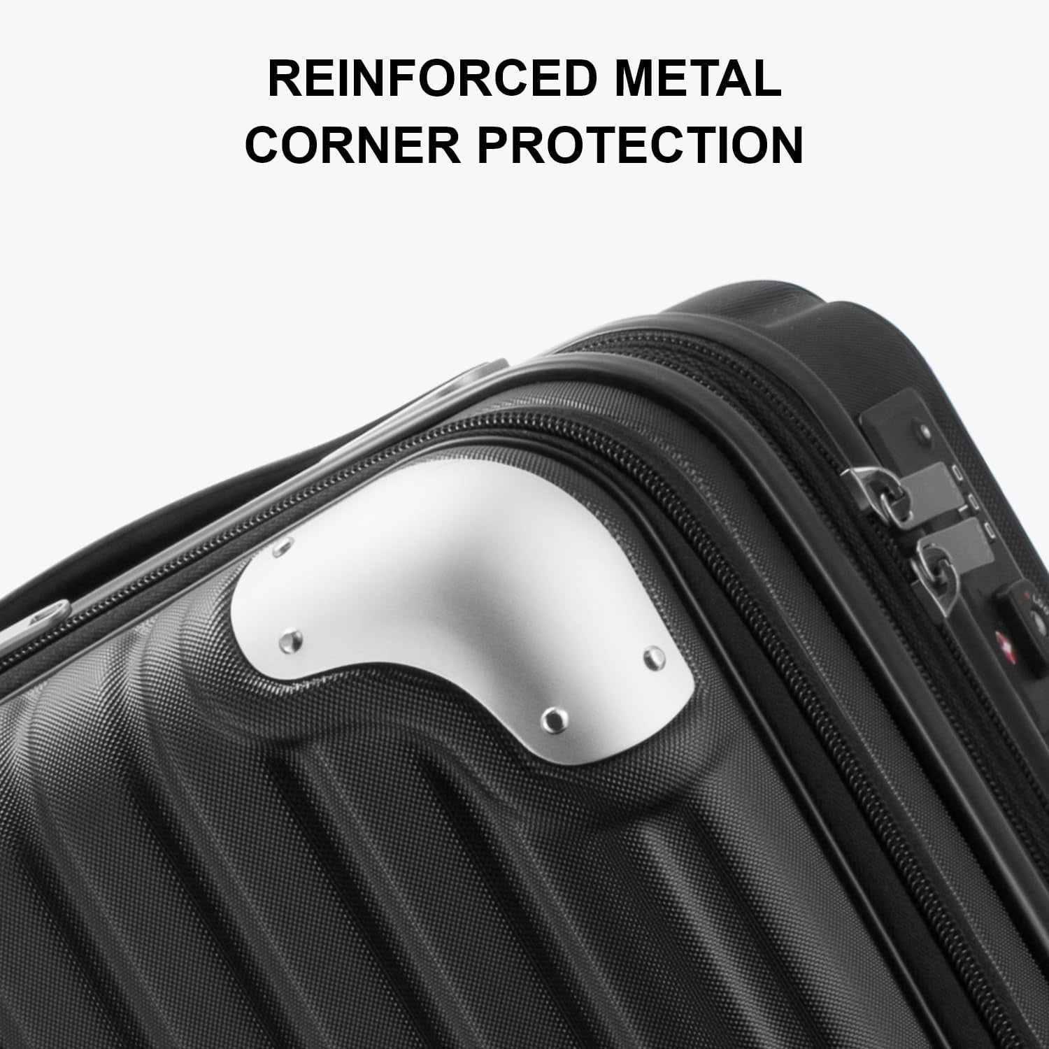 Carry On Suitcase Luggage 20 Inch Expandable Hardside TSA Lock Wheels Black