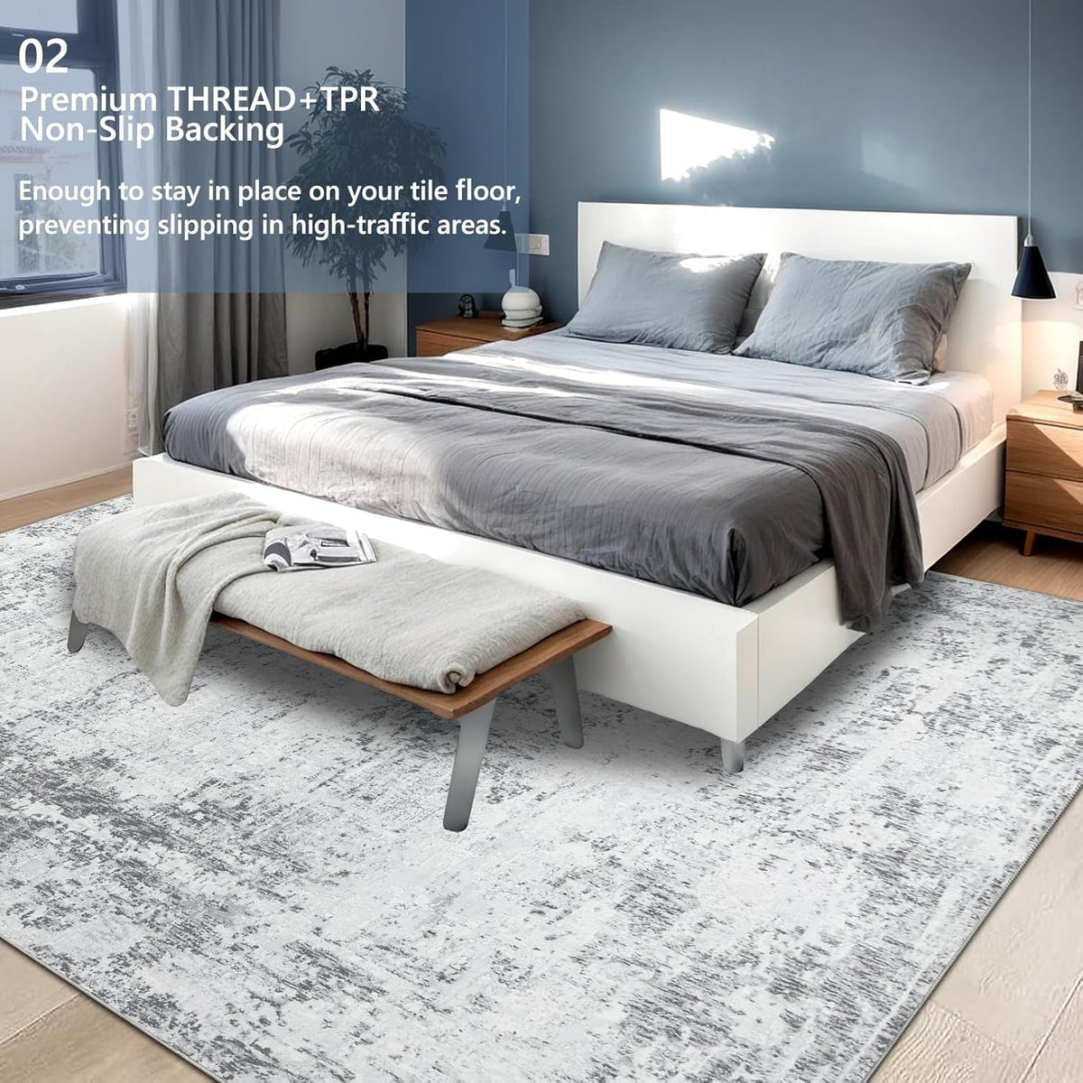 Large Area Rug Carpet 240x340cm Grey Abstract Washable Non Slip Faux Wool Modern