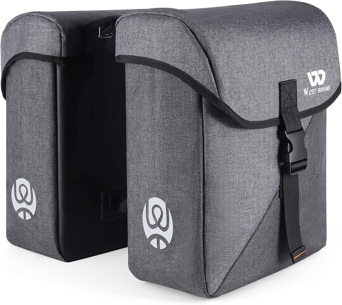 Bicycle Pannier Bags Rear Rack 35L Double Saddlebag Waterproof Black Reflective