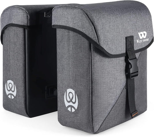 Bicycle Pannier Bags Rear Rack 35L Double Saddlebag Waterproof Black Reflective