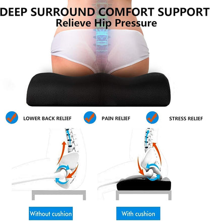 Large Memory Foam Seat Cushion Cooling Gel Sciatica Coccyx Tailbone Pillow Pad