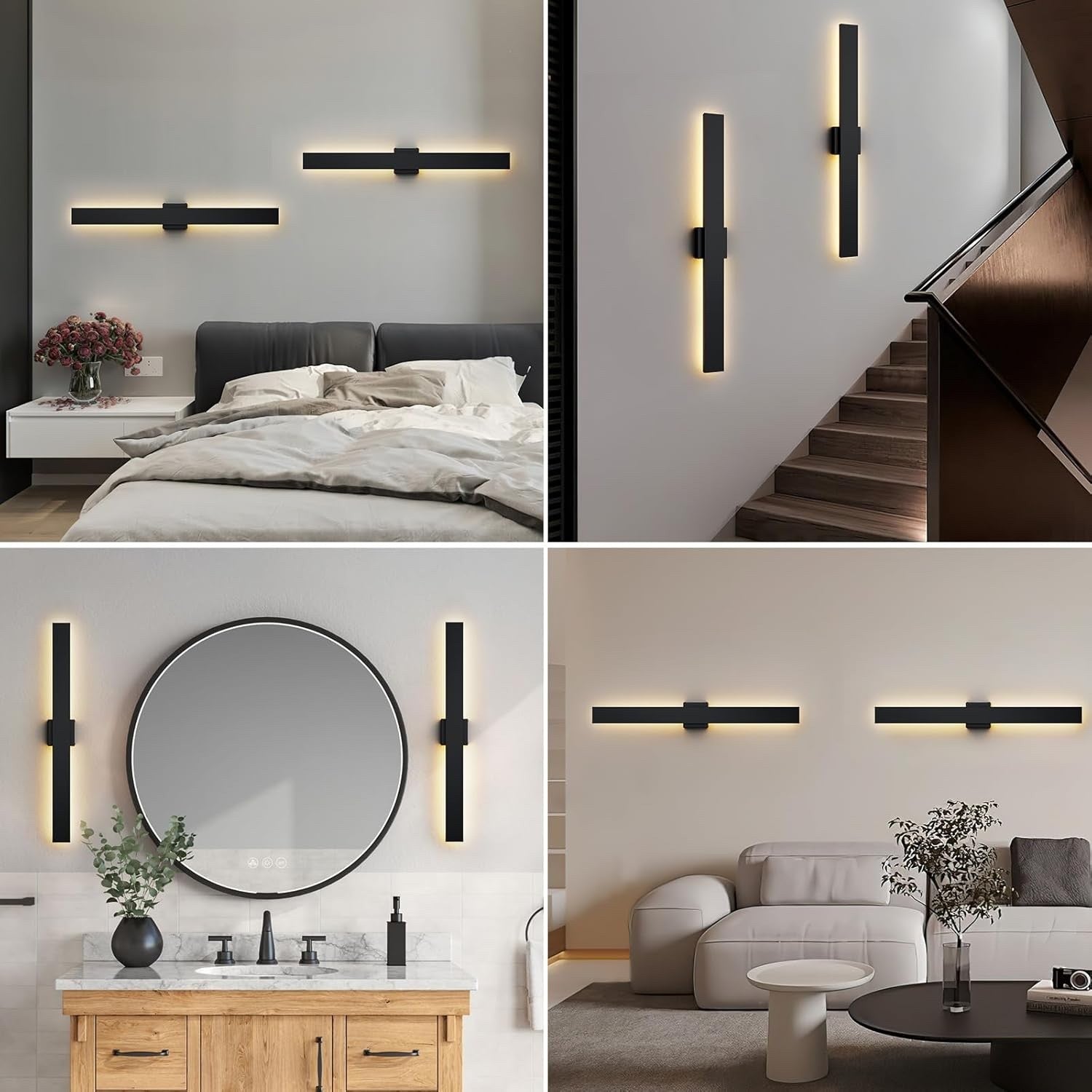 LED Outdoor Wall Light 100CM 2 Pack Dimmable IP65 Waterproof Exterior Black