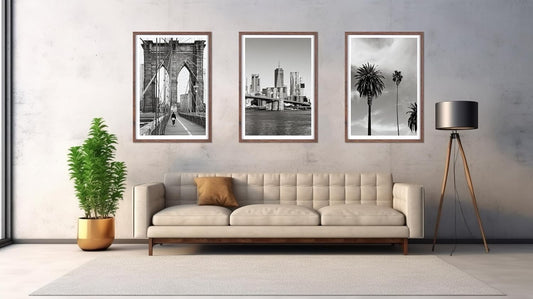 A2 Picture Frame Walnut Set 3 Wooden Wall Mount A3 Photo Poster Certificate Mat