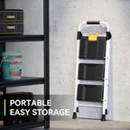 3 Step Folding Ladder Step Stool 800lb Capacity Safety Lock Handrail