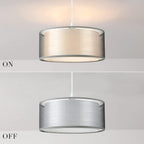 Modern Grey Ceiling Light Shade 2 Tier Drum Fabric Lampshade 30cm