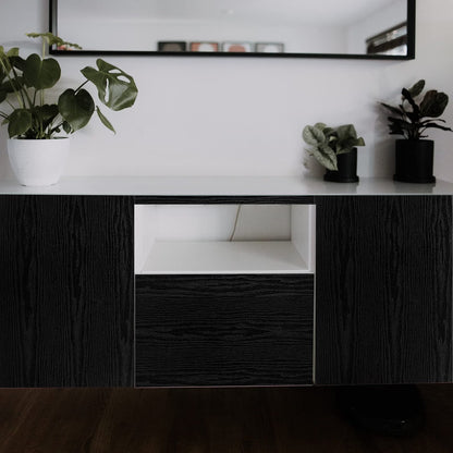 Black Vinyl Wrap Self Adhesive Wood Effect 90x600cm Waterproof Furniture Film