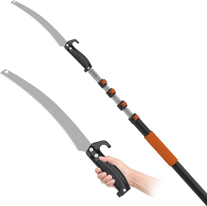 Pole Saw Tree Pruner 20ft Telescopic 26ft Reach Carbon Steel Manual Garden Tool