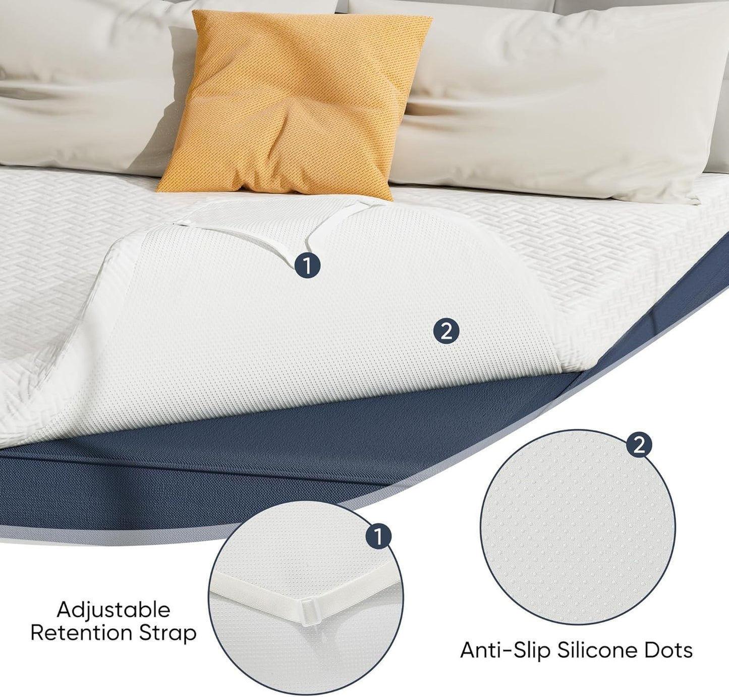 Fijinhom 3 Inch Memory Foam Mattress Topper King Bed Washable 150x200cm