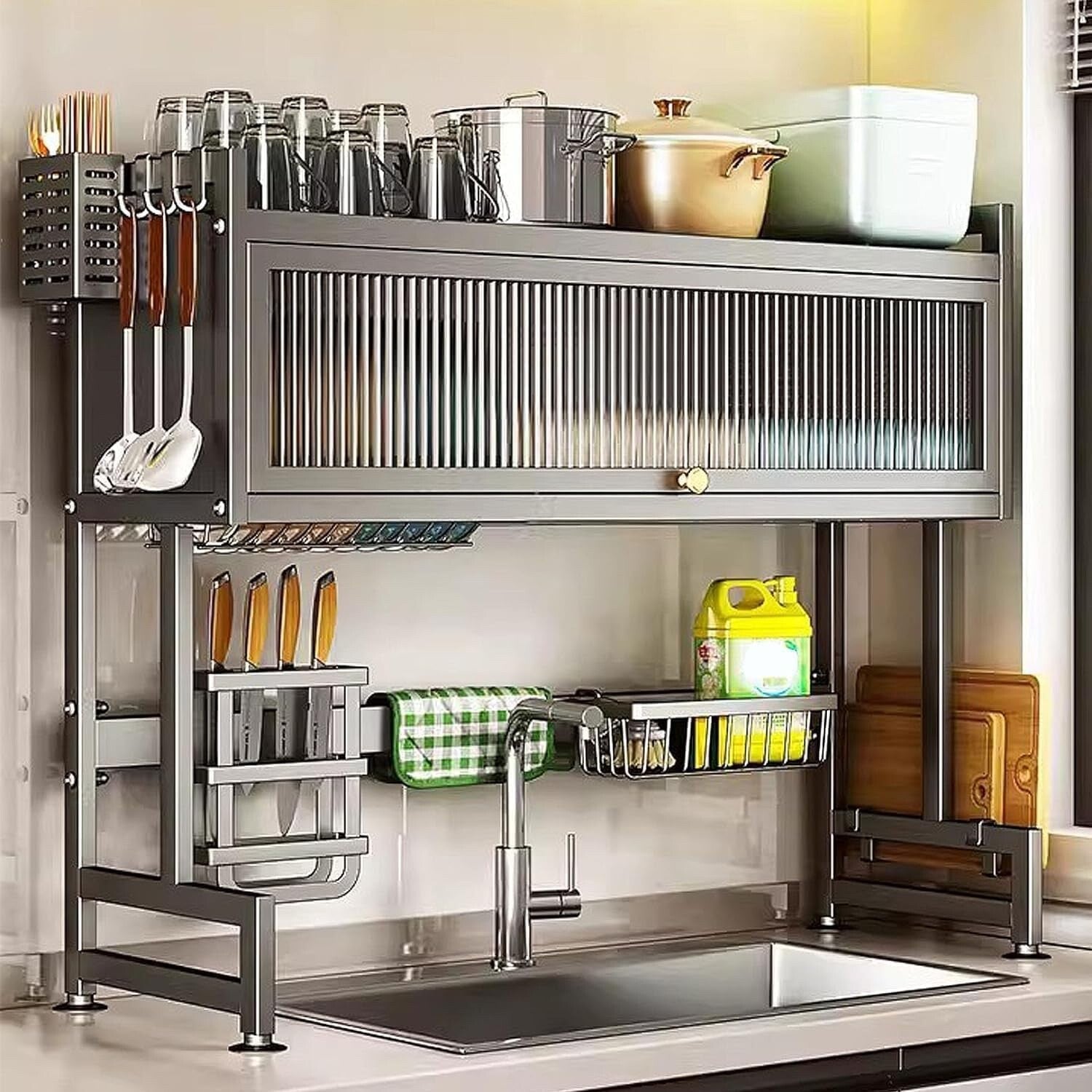 WUDLEP Over Sink Dish Drying Rack 3 Tier Large Drainer Rack