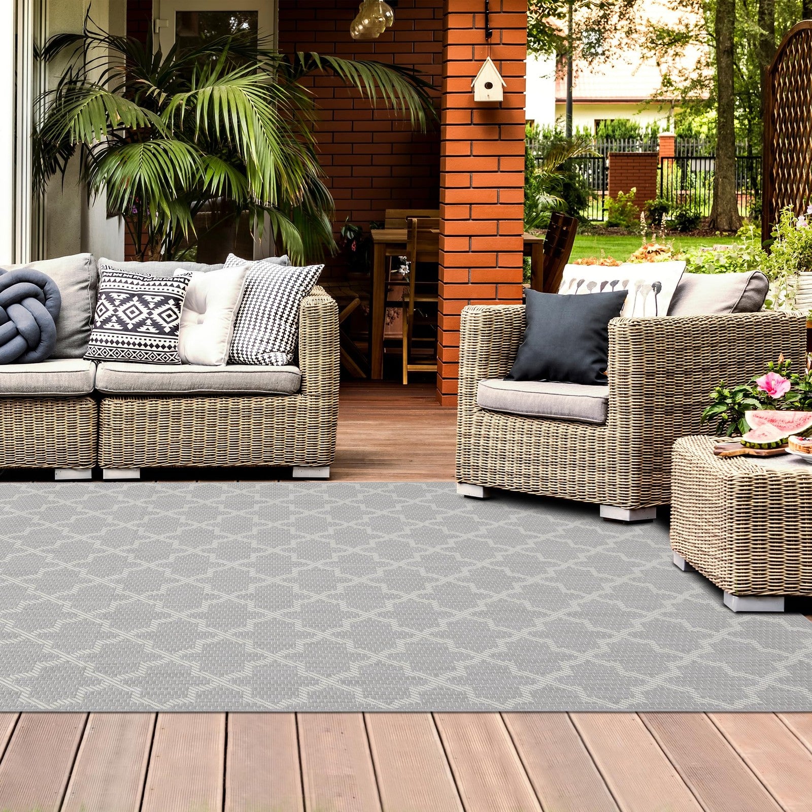 Outdoor Patio Rug 80x150cm Waterproof Garden Balcony Deck Mat Grey Large