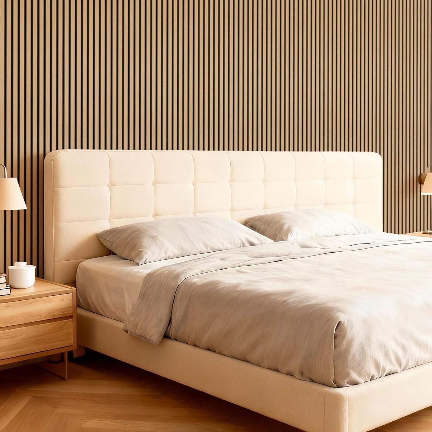 Acoustic Wood Wall Panels 4 Pack 120x60cm Natural Oak Slat Soundproof Decor