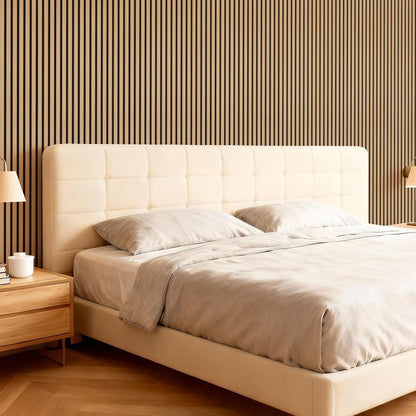 Acoustic Wood Wall Panels 4 Pack 120x60cm Natural Oak Slat Soundproof Decor