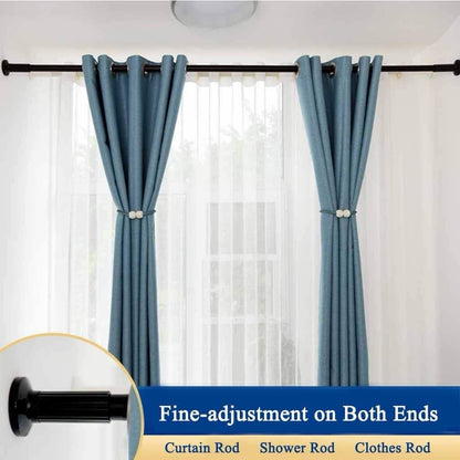 Curtain Pole Tension Rod 378-430cm Black 32mm No Drill Steel Extendable Long