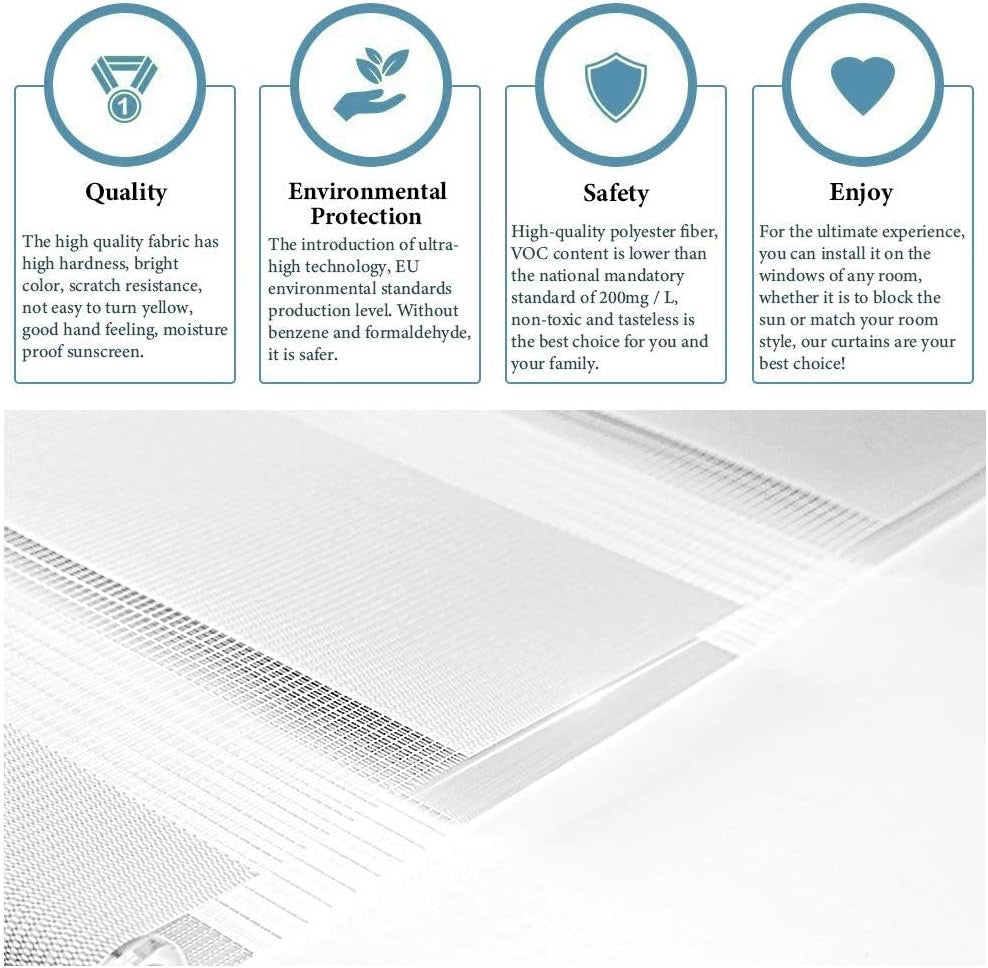 Zebra Day Night Roller Blind Easy Fit Window Shade 85x230cm White