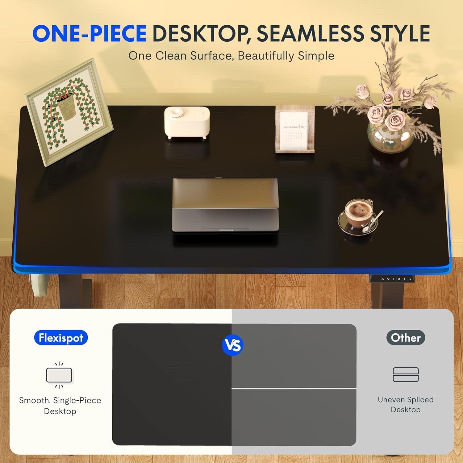 FlexiSpot E1 Plus Electric Standing Desk 100×60cm Height Adjustable – Black