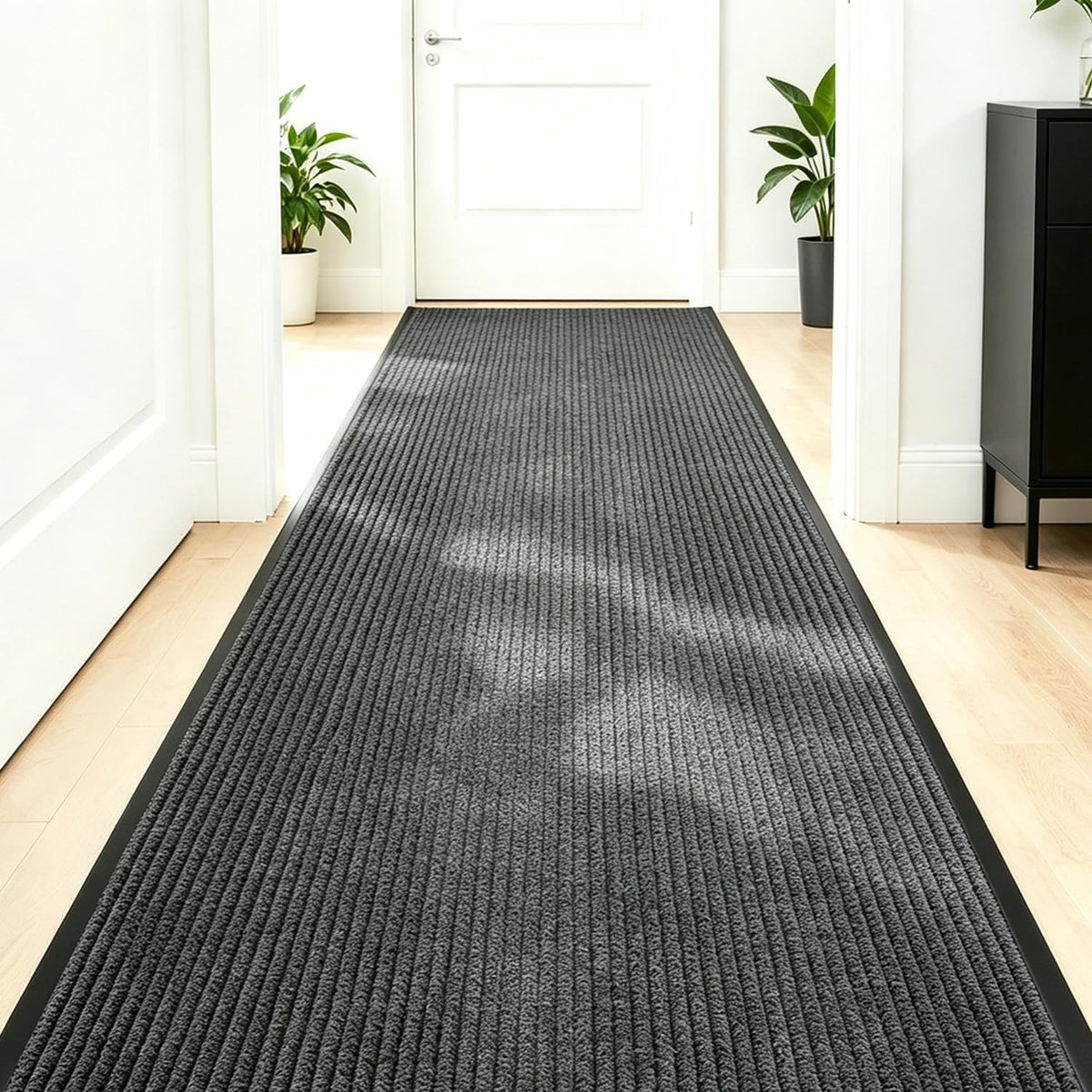 Hallway Runner Carpet Rug 300x90cm Grey Non Slip Rubber Backed Washable Floor