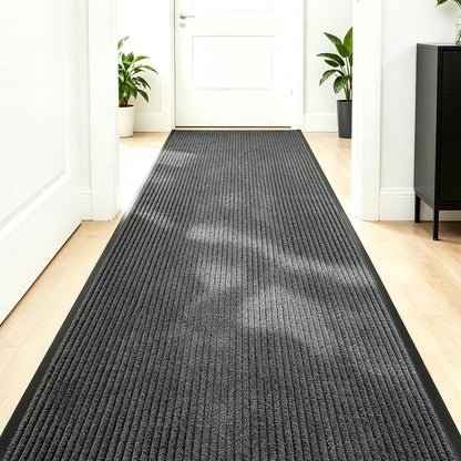 Hallway Runner Carpet Rug 300x90cm Grey Non Slip Rubber Backed Washable Floor