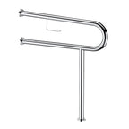 80cm Bathroom Grab Rail Toilet Support Handle Chrome Safety Bar w Paper Holder