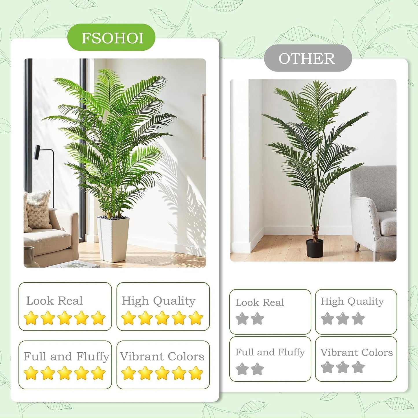 Artificial Palm Tree 180cm Tall Areca Fake Plant White Pot Indoor Home Decor