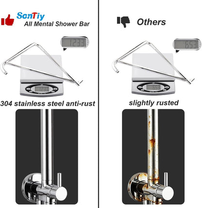 Rain Shower System 12" Rectangular XXL Stainless Steel Hand Shower Hose Rail
