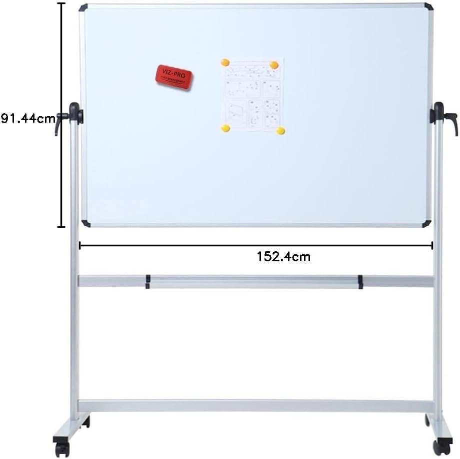 Viz Pro Double Sided Magnetic Mobile Whiteboard Revolving Aluminium 150x90cm