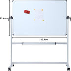 Viz Pro Double Sided Magnetic Mobile Whiteboard Revolving Aluminium 150x90cm
