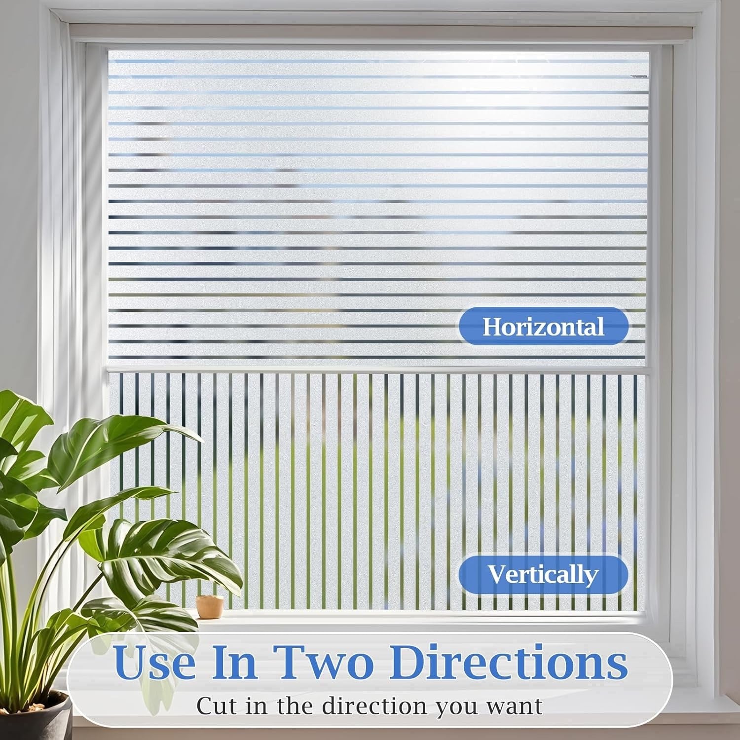 Lifetree Frosted Stripe Window Film Static Cling Privacy UV 90 x 400 cm